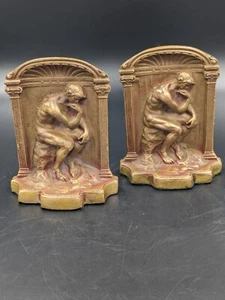 Massive Bronze Rodins DER DENKER Buchstützen Akt Männchen Antik Art Deco Gusseisen - Bild 1 von 6