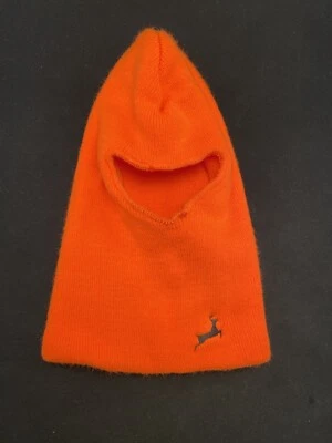 Vtg Blaze Orange Hunting Mask Balaclava Ski Pull On Hot Shot Two Thick Layers - Image 1 of 4
