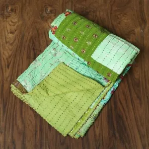 kantha Silk throw Blanket indian Quilt Bohemian patola Bedspread Large Bedding - Picture 1 of 8
