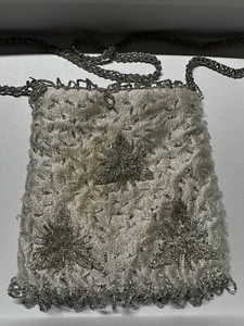 Fine Arts Bag Company weiß/silber Vintage Perlen Perlen Geldbörse Handtasche - Bild 1 von 5