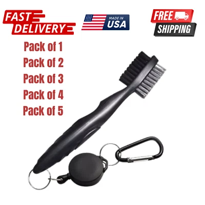 MOBILE PRO SHOP Double Sided Golf Club Cleaning Brush with Retractable Groove Sharpener