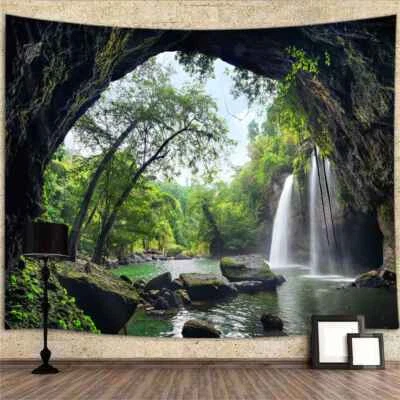 Wasserfall Natur Poster XXL Wandteppich Wandbehang Fototapete Foto Hintergrund - Bild 1 von 4