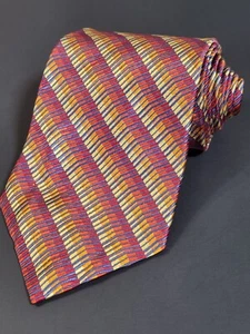 Geoffrey Beene Men's Necktie Silk Striped Geometric Print Tie 57"x4" Multicolor - Picture 1 of 9
