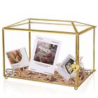 Gold Wedding Card Boxes 12.6x5.9x9 inches, Large Glass Card Box Handmade with...