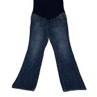 Liz Lange Womens Blue Flat Front Pull On Denim Maternity Bootcut Jeans Size 4