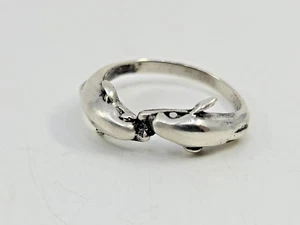Anillo de plata de ley 925 con beso de delfines para mujer talla 9 Ocean Beach - Imagen 1 de 4