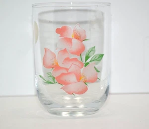 Crystal Clear Floral Juice Glass Handcrafted Pink Flowers Floral Made In Turkey - Picture 1 of 7