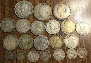 LOT OF 21 CANADA AND NEWFOUNDLAND SILVER COINS - Picture 1 of 6
