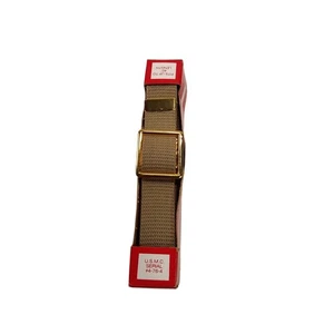 Cinturón de tela chapado en oro con hebilla de cara abierta de algodón caqui talla 40" del Cuerpo de Marines de los Estados Unidos USMC - Imagen 1 de 3