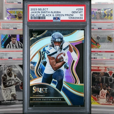 2023 PANINI SELECT DIE-CUT BLACK & GREEN PRIZM #259 JAXON SMITH-NJIGBA PSA 10 - Image 1 of 2