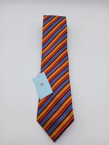 Profuomo Silk Striped Tie Made in Italy Red Blue Yellow - Picture 1 of 7