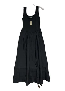 J Crew Drop Waist Mixi Dress XS Black Midi Stretch Cotton & Poplin Classic - Picture 1 of 11