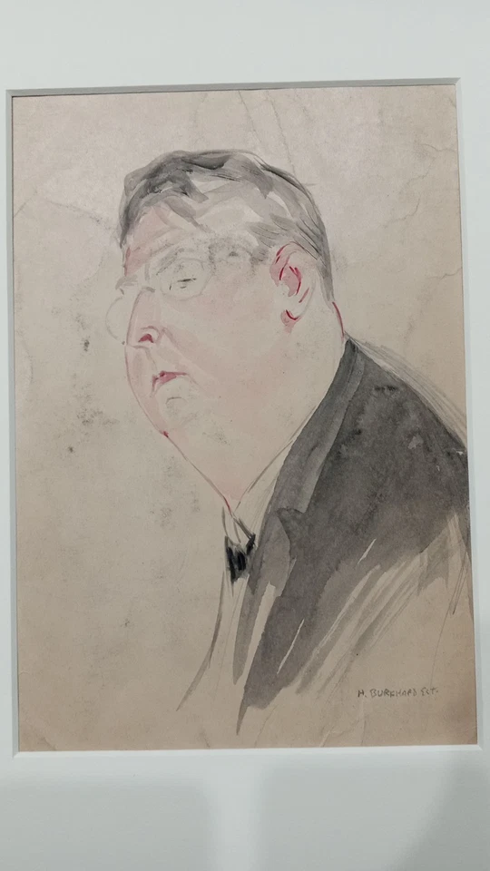 Boceto en acuarela Henri Burkhard ¿Autorretrato? Años 20 Foto 1 de 4