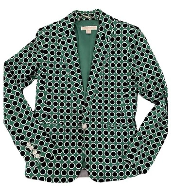 NUEVO SIN ETIQUETAS $240 Chaqueta Blazer Michael Kors Para Mujer MK Verde Negro Blanco Lunares Talla 0 Foto 1 de 3