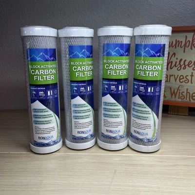 Filtro de agua de bloque de carbono con cáscara de coco de 9,875" x 2,5" para toda la casa y RO 4PK- Foto 1 de 4