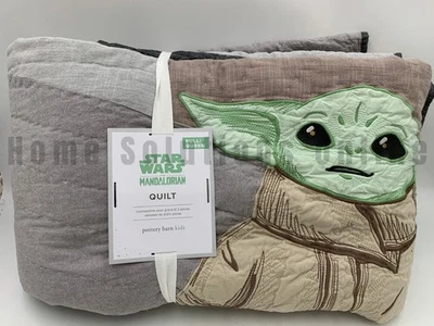 Edredón Pottery Barn Kids Star Wars™ The Mandalorian™ Yoda gris reina completa #U1111 Foto 1 de 4