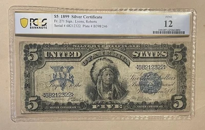 U.S. - Series of 1899 $5.00 Silver Certificate (Indian Chief) - PCGS Fine 12 - Image 1 of 3