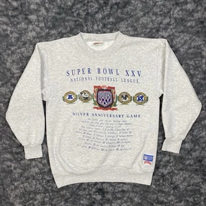 Super Bowl XXV Crewneck Size M Bills Giants Nutmeg Silver Anniversary 1991 VTG - Picture 1 of 14