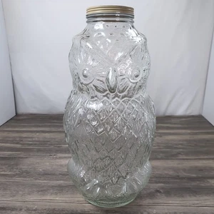 Vintage Glass Apothecary Jar 20.5" Embossed Wise Owl Lid Store Display Canister - Picture 1 of 24