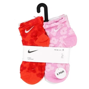 Nike Kids Girls Ankle Socks Mixed Floral Lightweight 6 Pack GN1055-R7O, XS - Picture 1 of 2