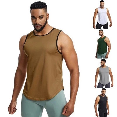 Lightweight Men's O Neck Vest for Sports Running and Fitness Tank Tops - Immagine 1 di 4