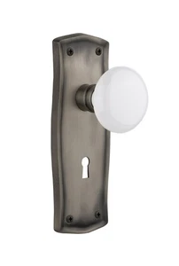 Nostalgic Warehouse 704528 Antique Pewter Prairie Plate w/ Keyhole Double Dummy - Picture 1 of 3