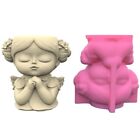 Flower Pots Cement Silicone Mold Prayer Girl Succulent Planter Molds Resin Mold
