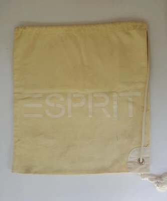 Vintage ESPRIT Cotton Shoulder Drawstring Bag - Light Yellow and White - Image 1 of 4