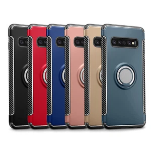 For Samsung S10 S10e S10 Plus Case Double Anti-Shock Soft With 360° Ring Stand - Picture 1 of 37