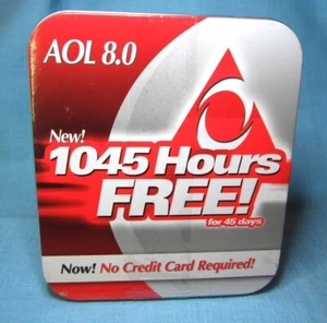 AOL America On Line 8.0 Install CD 1045 Hours Free - Factory Sealed Vintage Tin - Picture 1 of 4