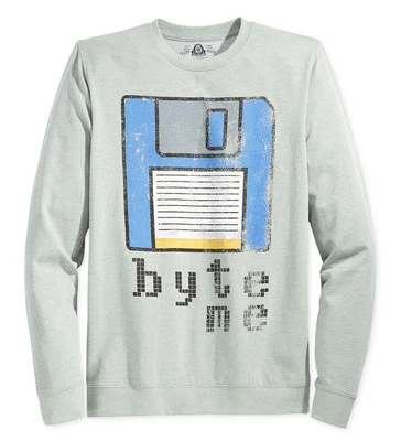 НОВЫЕ МУЖСКИЕ AMERICAN RAG BYTE ME ГРАФИЧЕСКИЙ ВОЗДУХА ОЛОВА ВЕРЕСКОВЫЙ ТОЛСТОВКА  - Изображение 1 из 2