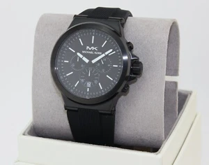 NEW AUTHENTIC MICHAEL KORS DYLAN BLACK CHRONOGRAPH SILICONE MEN'S MK8729 WATCH - Picture 1 of 10