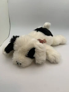 Gund Hund Plüschtier weiß schwarz Flecken karierte Schleife 16" 41333 Stofftier große liegende Verlegung - Bild 1 von 9
