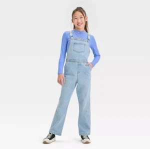 Art Class Girl’s S Small 6/7 Denim Overalls Utility Jumpsuits Full Length New - Picture 1 of 3