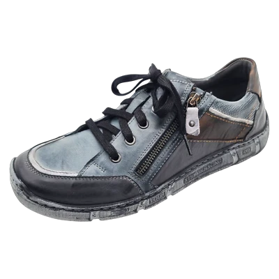 Krisbut Schnürer mit Reißverschluss 5768-1-1 Blau-Braun gebrusht