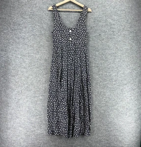 Moda Int'l Dress Women XS Black Floral Maxi Long V-Neck Sleeveless Button Rayon - Picture 1 of 6