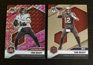 2021 PANINI MOSAIC LOT OF (2) TOM BRADY SUPER BOWL MVP'S PINK CAMO PRIZM + BASE - Picture 1 of 2