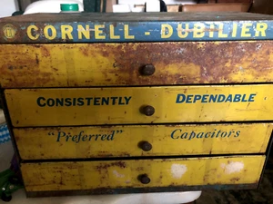 Vintage Cornell Dubilier capacitors 4 drawer metal storage box - Picture 1 of 2