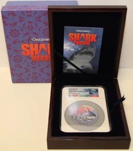 2016 Fiji $10 5oz .999 Silver Bull Shark NGC Gem Proof Ultra Cameo Shark Week - Picture 1 of 14