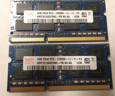 8GB (2x4GB) Hynix DDR3 1600 SO-DIMM. Orig. 2012 MacBook Pro RAM. 204 Pin. (2012) - Image 1 of 3