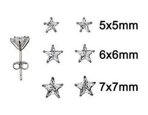 925 Massiv Sterlingsilber Brillant Stern April Kubik Zirkonia Ohrstecker - Bild 1 von 2
