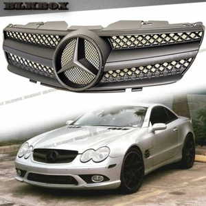 Fit BZ 03-06 R230 SL-Convertible Front Bumper Grille Set Jet Matte Black Look - Picture 1 of 3