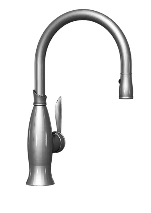 Grifo de cocina extraíble montado en cubierta de una sola manija Graff Bollero de 8" en cromo Foto 1 de 2