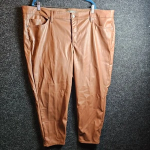 Pantalones de vestir para mujer Torrid talla grande 24R pantalones ajustados marrón imitación cuero - Imagen 1 de 10