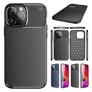 Funda delgada a prueba de golpes con patrón de fibra de carbono para iPhone 16 Pro Max 15 14 13 12 - Imagen 1 de 11