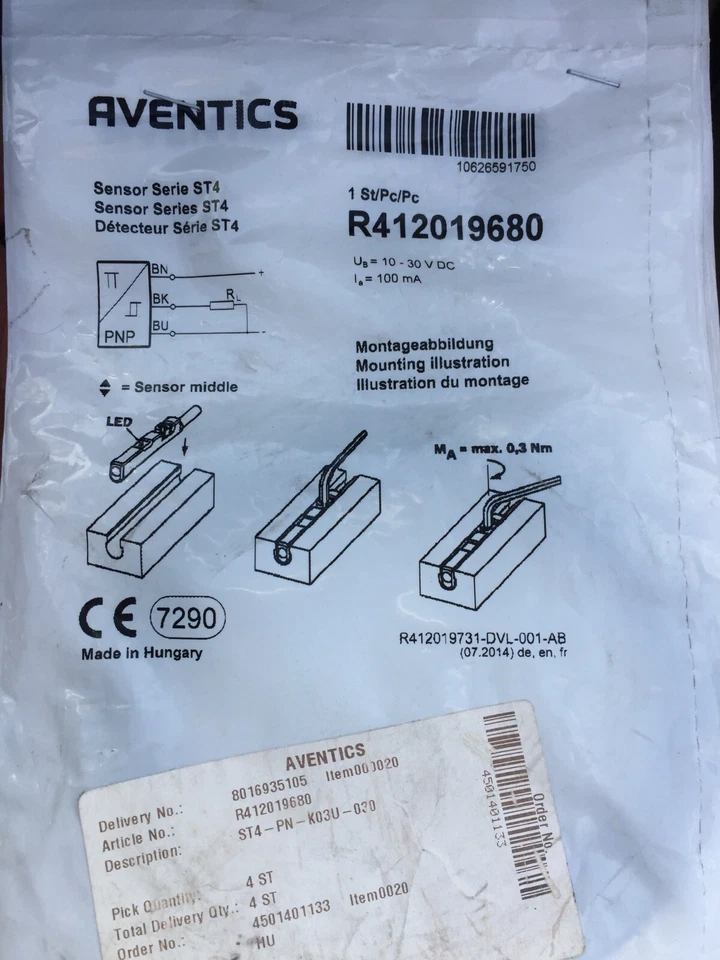 ABDNTICS Aventics R412019680 Proximity Sensor St4