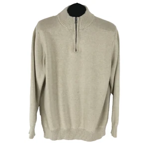 G.H. Suéter Bass Para Hombre Pullover Grande 100% Algodón Beige 1/4 Cremallera - Imagen 1 de 9