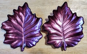 (2) matching ARDA Turkish Glass Grape Leaf Decorative Candy Trinket Dish Set EUC - Picture 1 of 2
