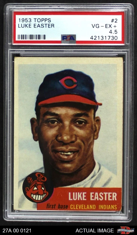 1953 Topps #2 Luke Easter Indians DOUBLE-PRINT PSA 4.5 - VG/EX+ - Image 1 of 1