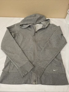 Nike Hoodie Jacket Womens L Gray Hooded Full Zip Gym Workout Running - Picture 1 of 5